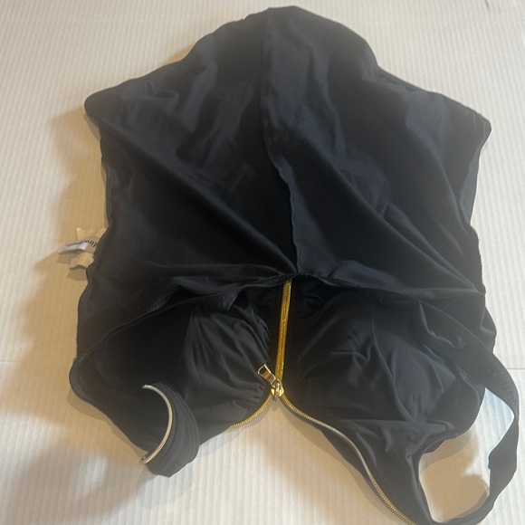 Miraclesuit Black classic Swimsuit with Gold Zipper padded bra support stretchy - Picture 8 of 9